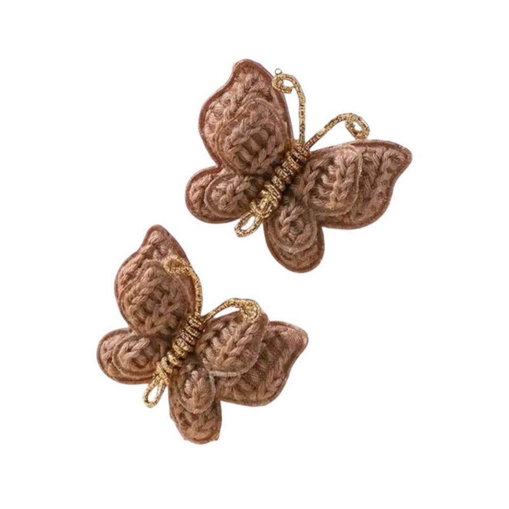 COZY BUTTERFLY HAIR BARRETTES (BROWN)